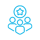 illustration icon three people with star in circle overhead